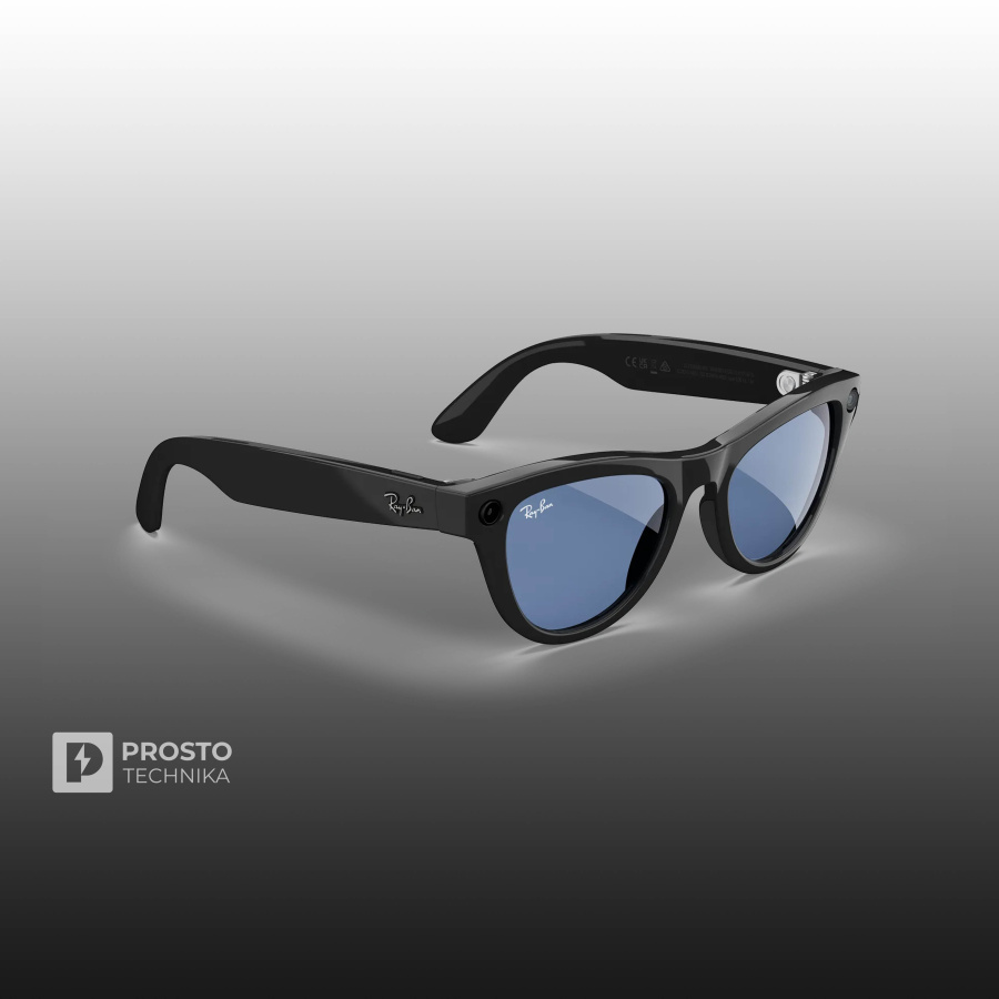 Ray-Ban Skyler (Gen 1) Глянцевый Чёрный с Прозрачно-Голубыми линзами